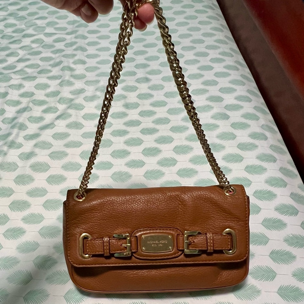 Michael Kors Cognac Leather Chain Bag